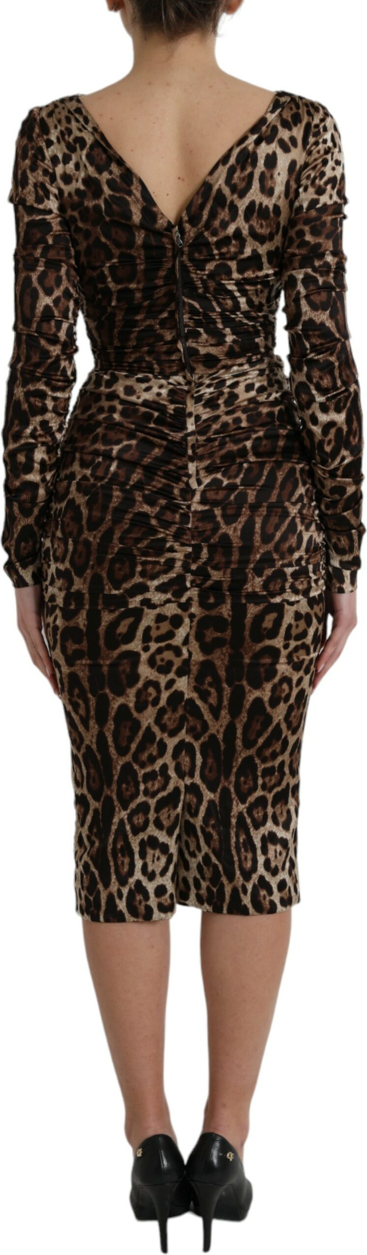 Dolce & Gabbana Jigangari printli jiguli uyushmasi V-bo'yinli midi ko'ylak