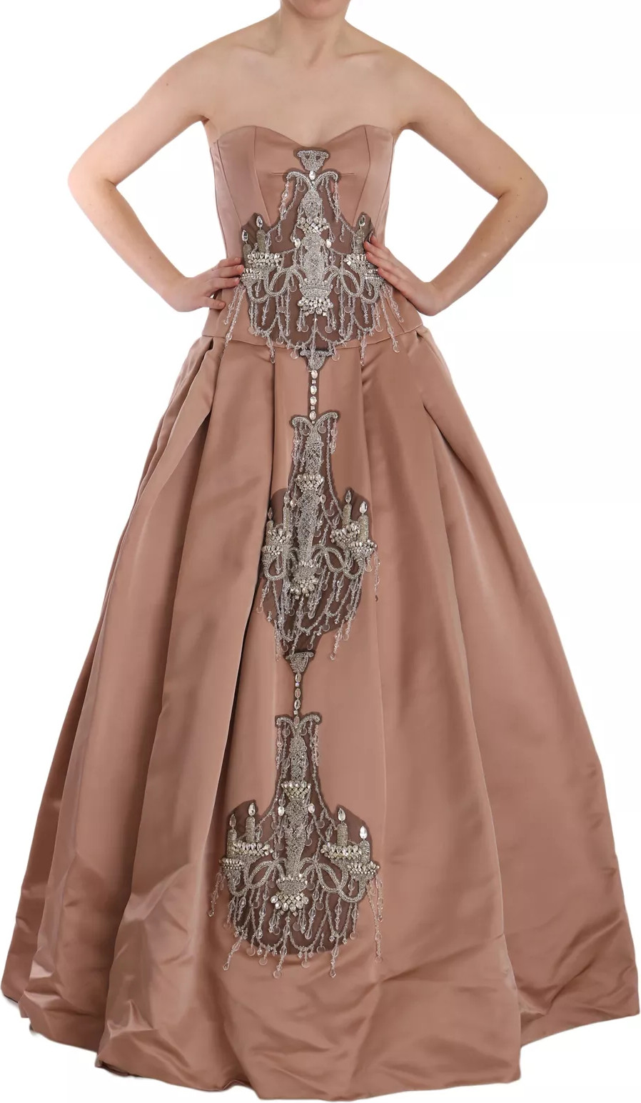 Ball Gown Dress Dolce & Gabbana Crystal Pink Silk