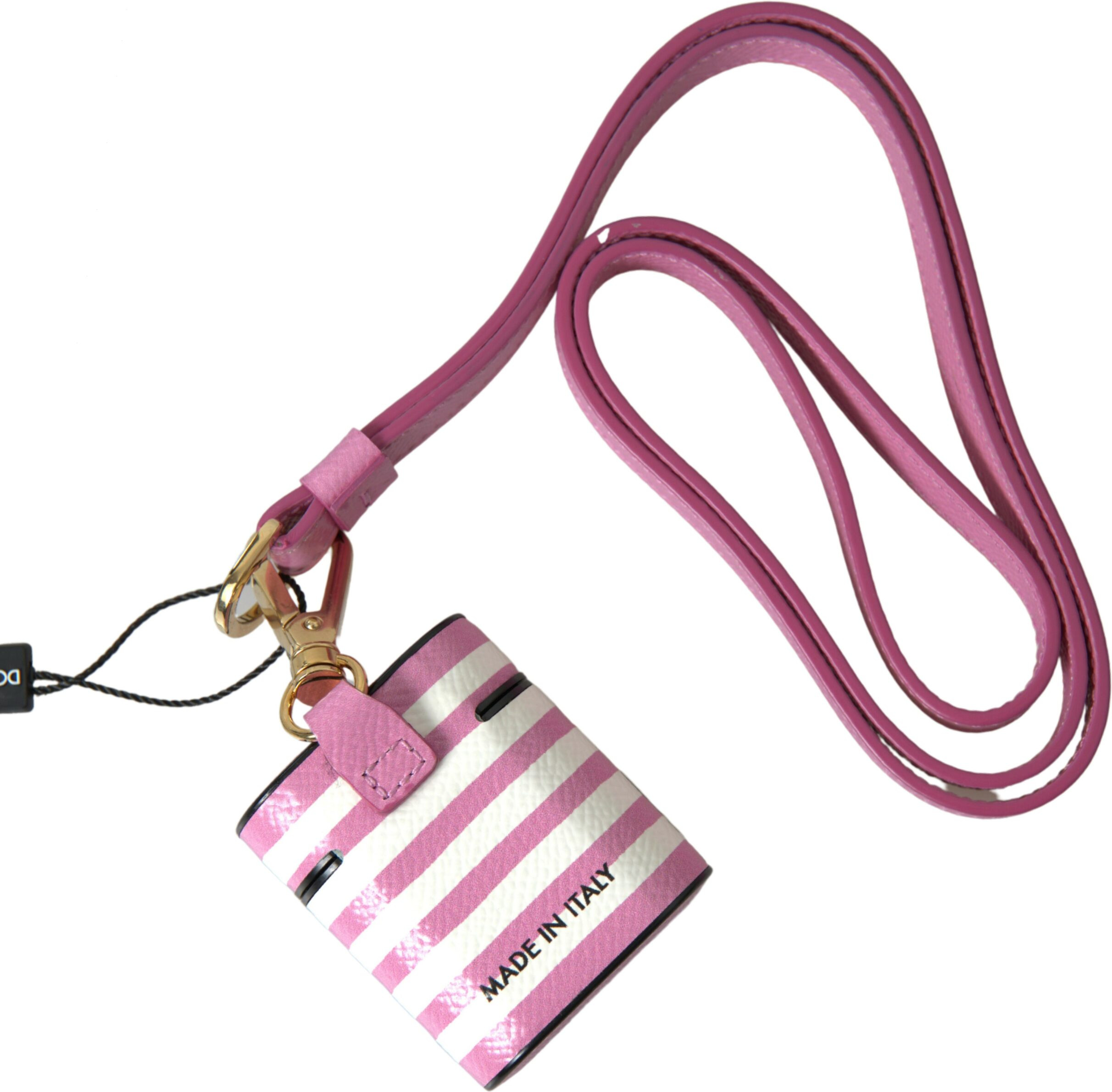 Dolce & Gabbana Chic Pink Stripe Leather Airpods Korpus