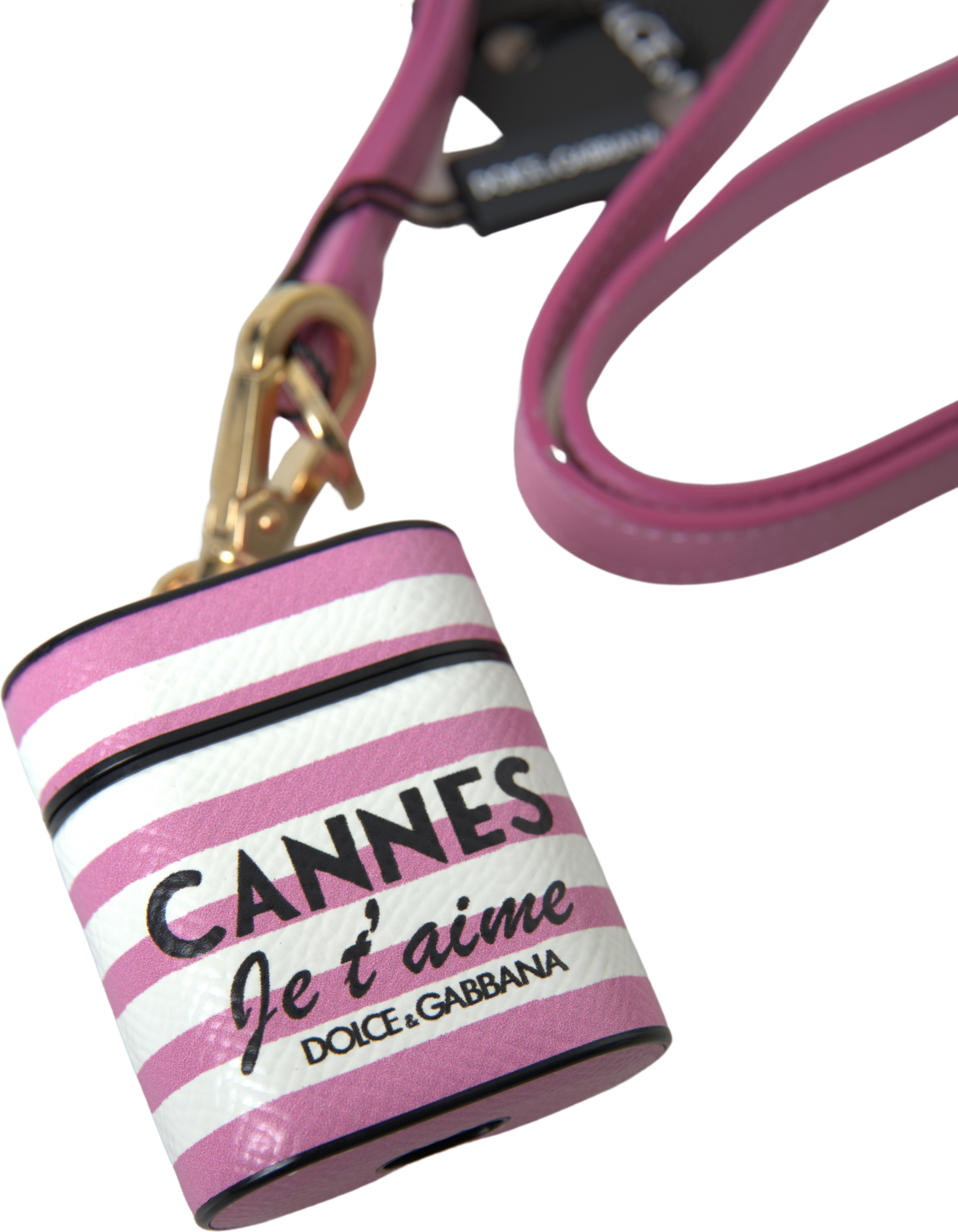 Dolce & Gabbana Chic Pink Stripe Leather Airpods Korpus