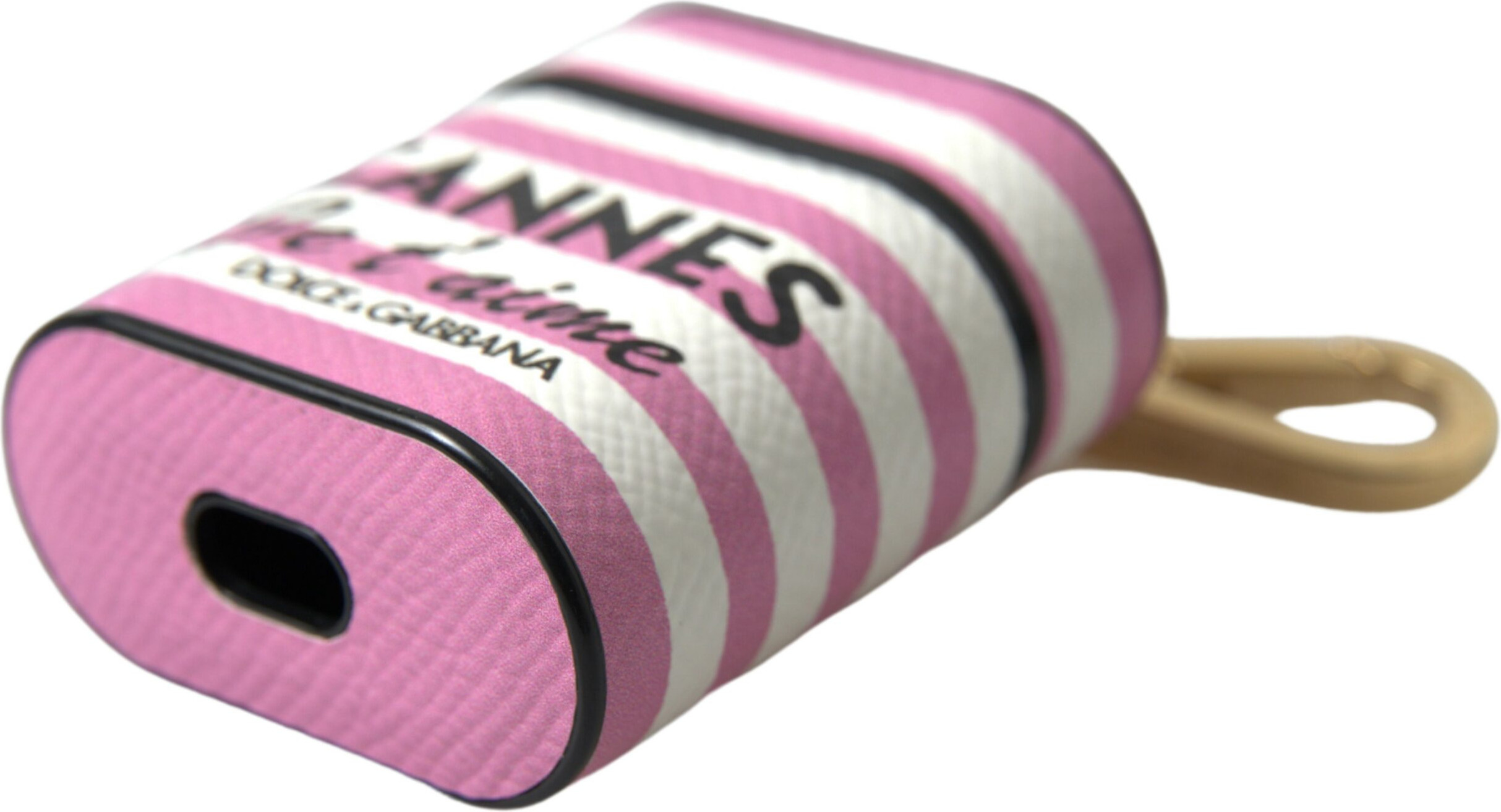 Dolce & Gabbana Chic Pink Stripe Leather Airpods Korpus