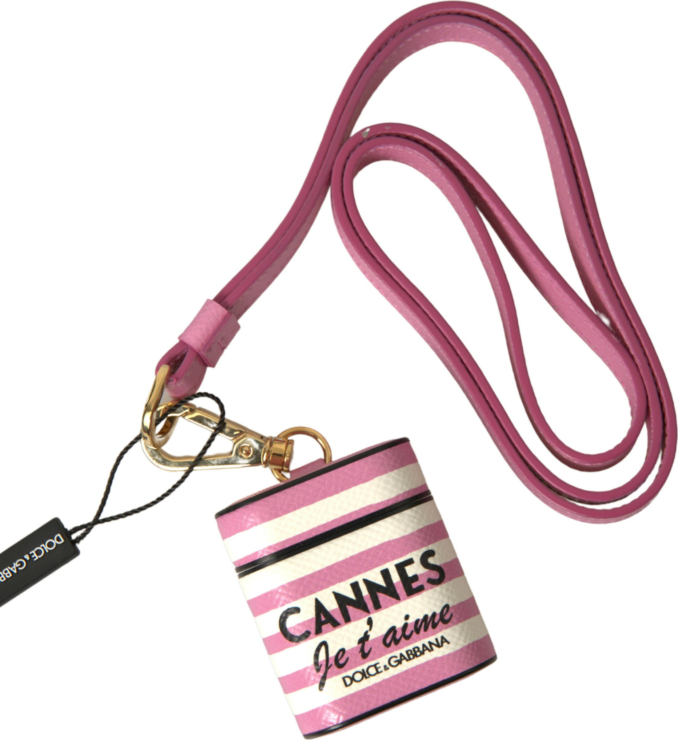Dolce & Gabbana Chic Pink Stripe Leather Airpods Korpus