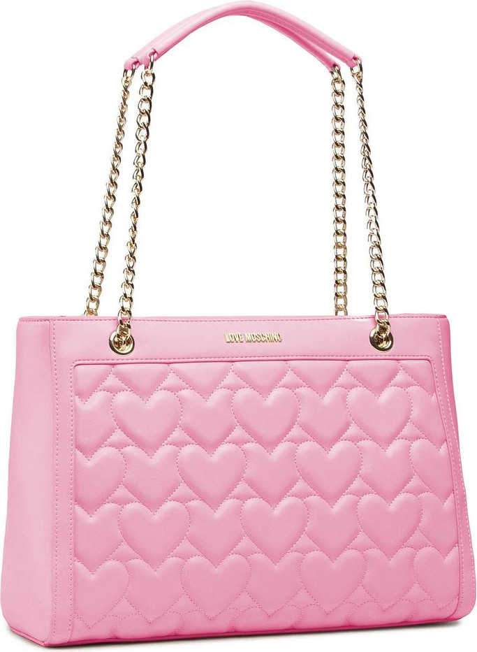 Xarid sumkasi LOVE MOSCHINO Chic Pink Sun'iy charm Yurak Xarid sumkasi