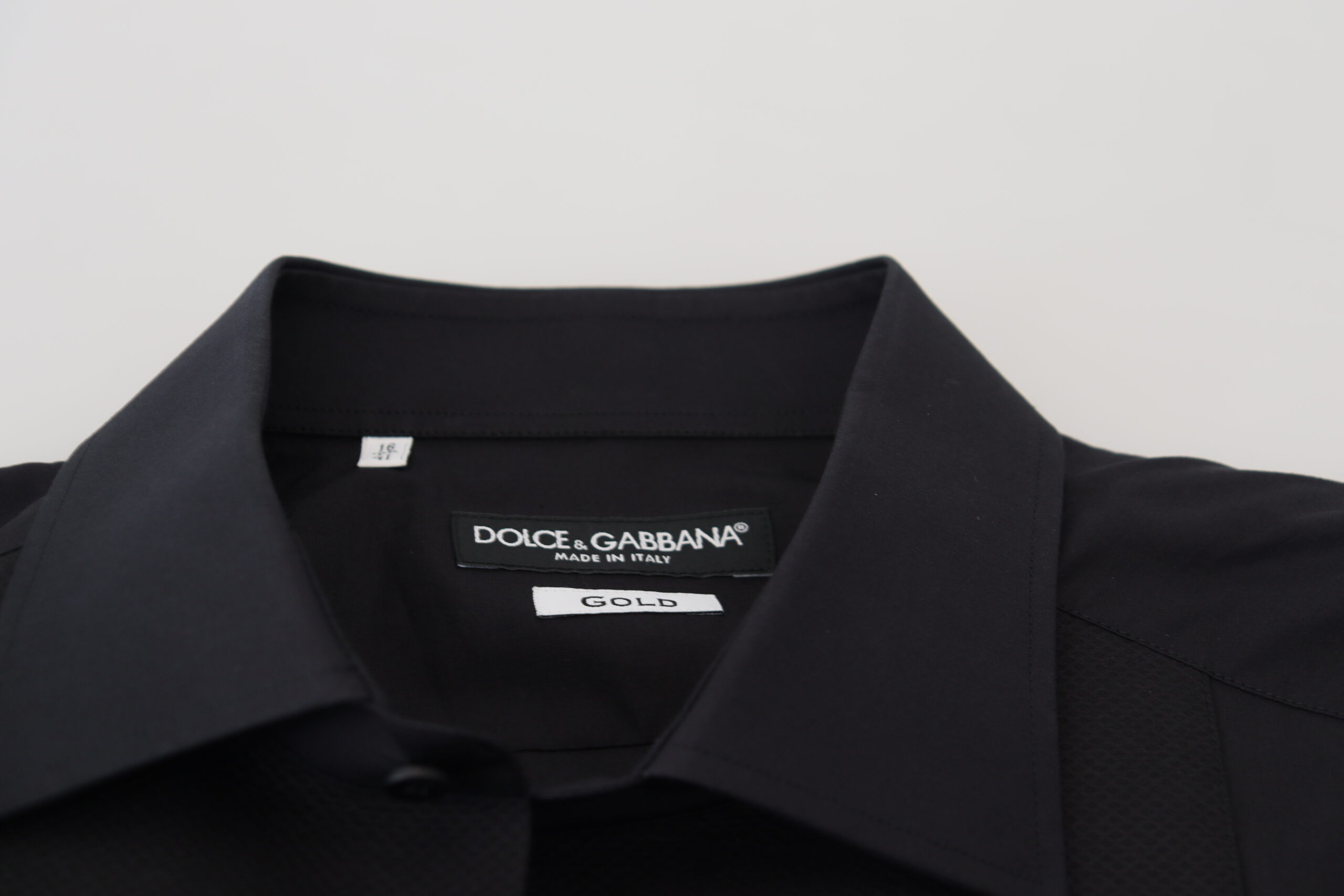 Dolce & Gabbana Qora Oltin Paxta Ko'ylagi Uzoq Yengli
