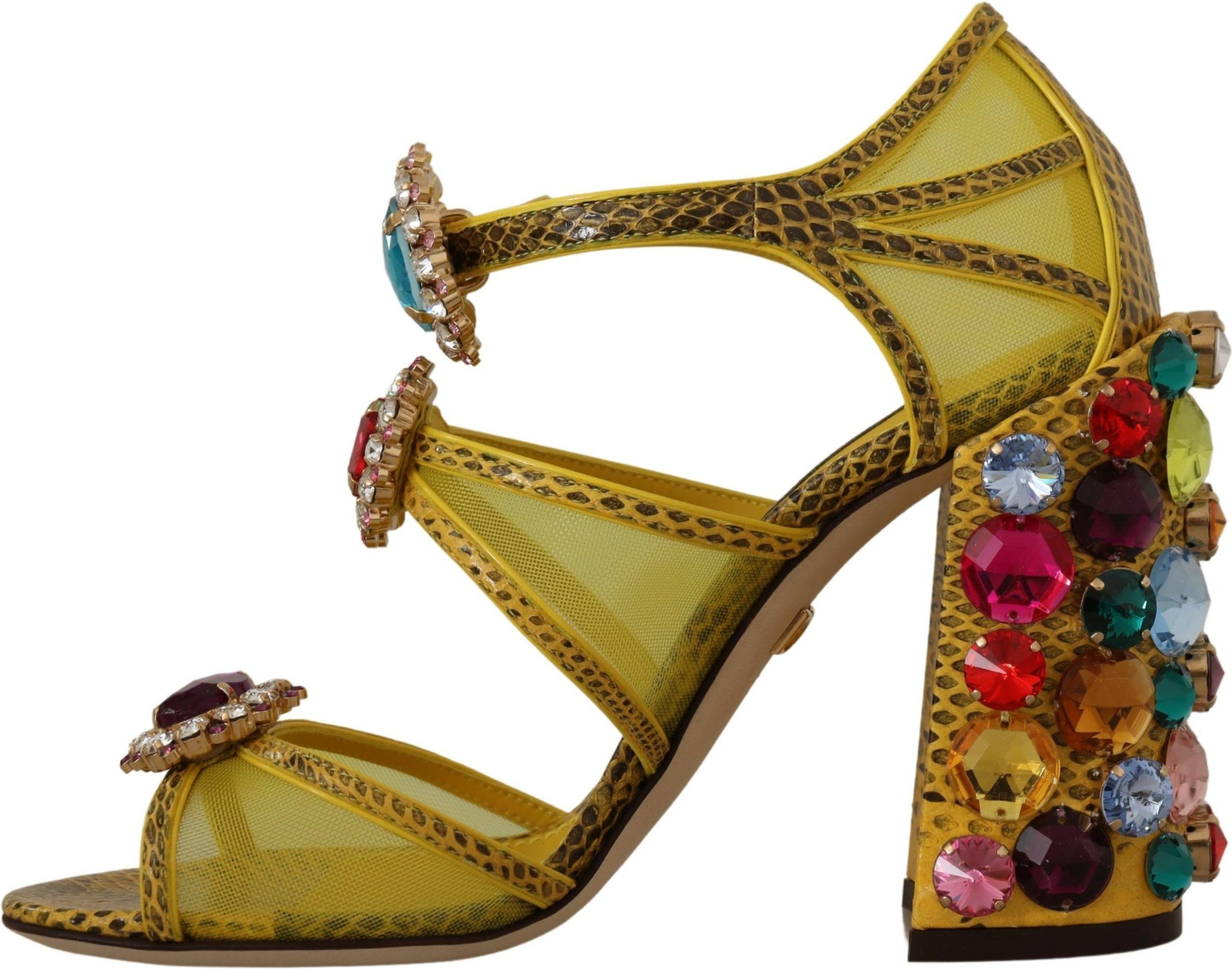 Sandals Dolce & Gabbana Yellow Leather Crystal Ayers Sandals Shoes