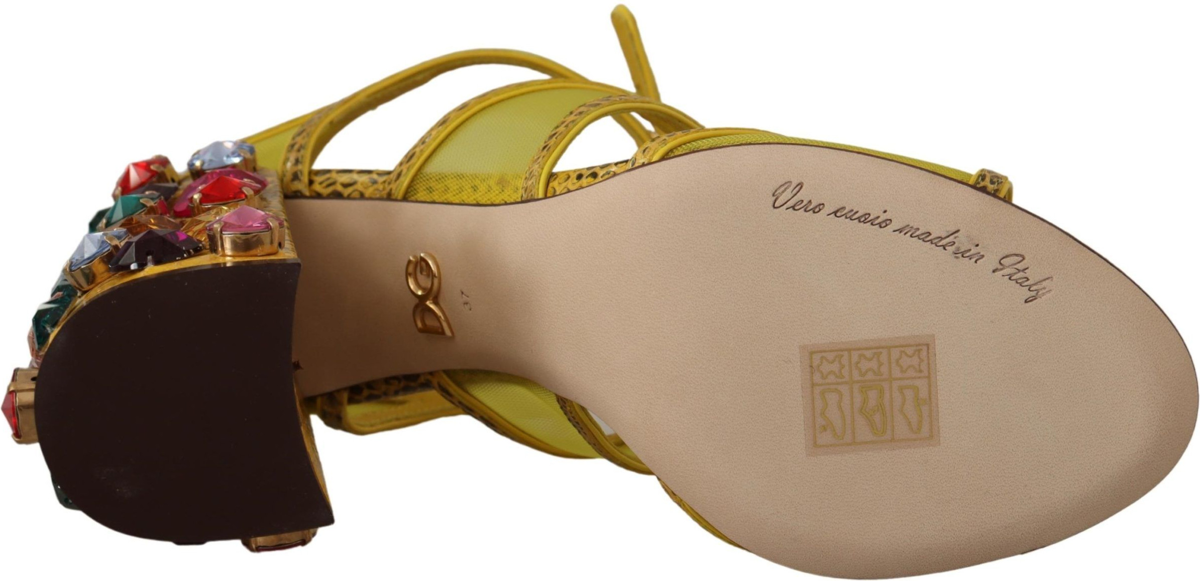 Sandals Dolce & Gabbana Yellow Leather Crystal Ayers Sandals Shoes