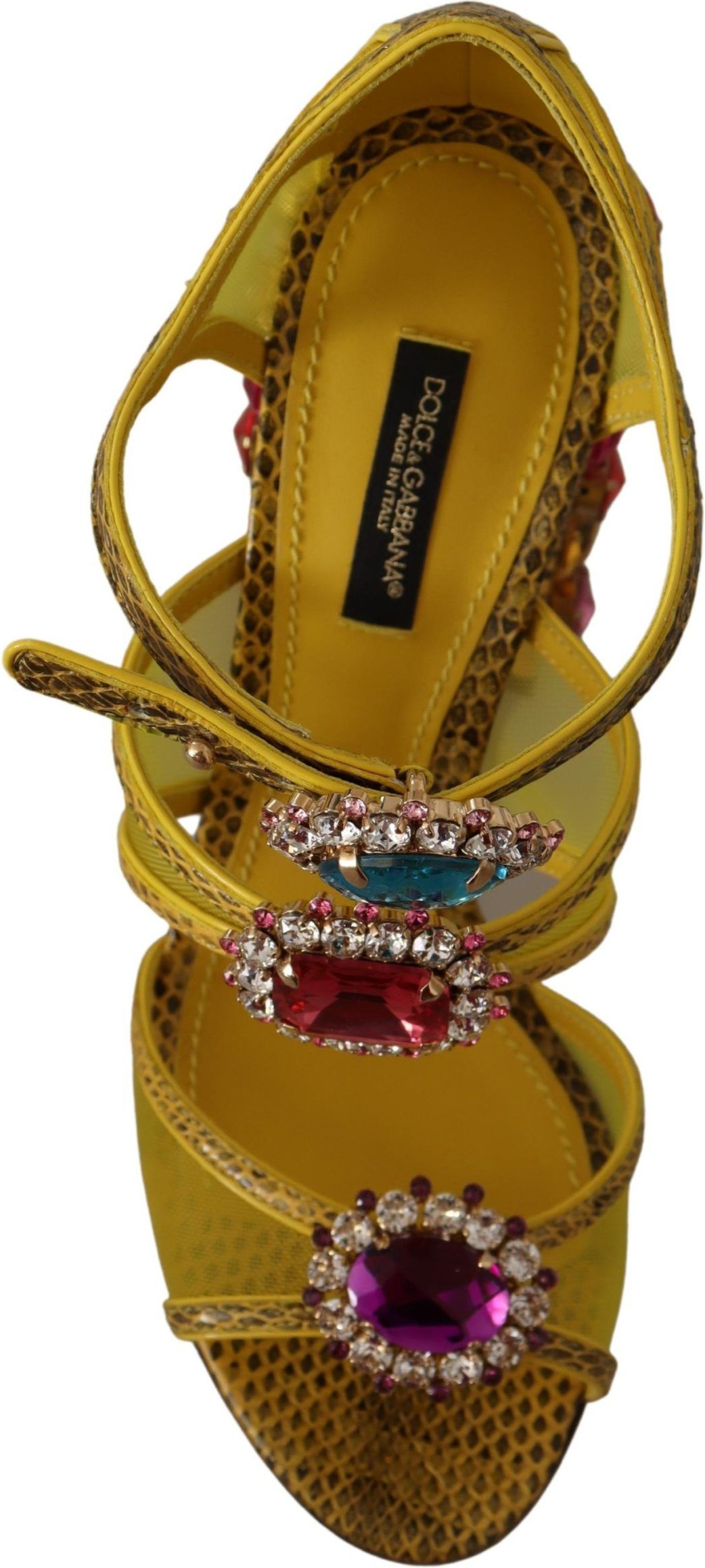 Sandals Dolce & Gabbana Yellow Leather Crystal Ayers Sandals Shoes