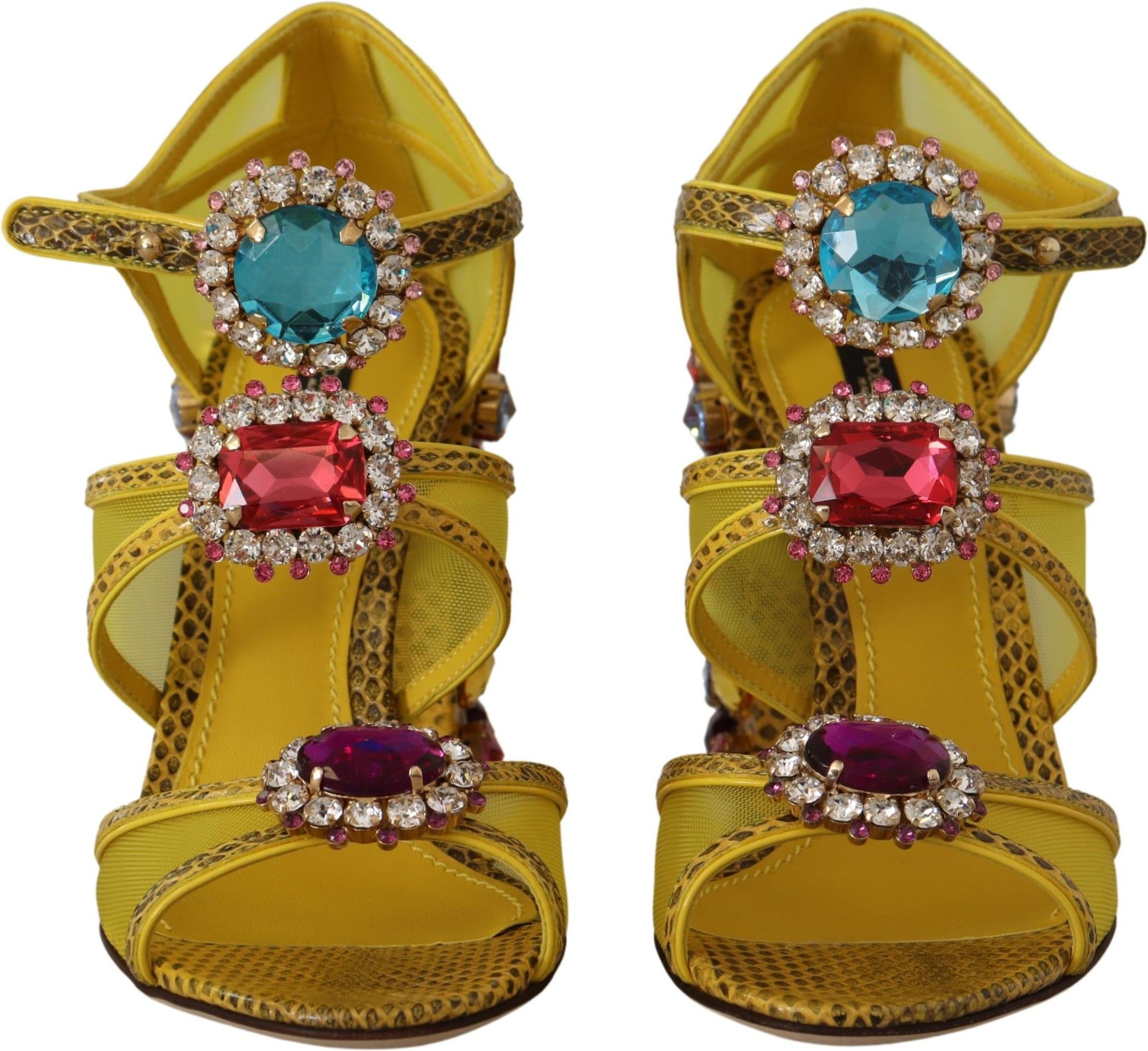 Sandals Dolce & Gabbana Yellow Leather Crystal Ayers Sandals Shoes
