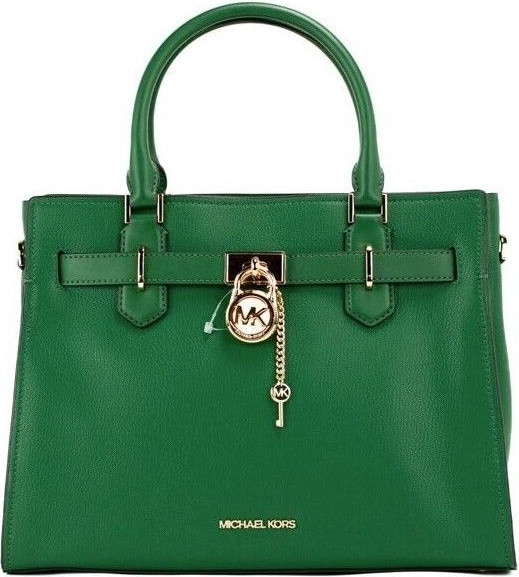 Сумка-саквояж Michael Kors Hamilton Medium Jewel Green из натуральной кожи с ремешком через плечо