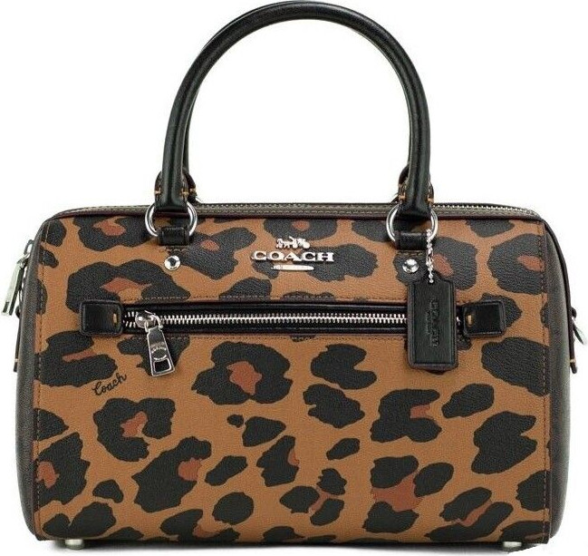Sumka Koptok Coach Rowan Oʻrtacha Leopard Print Cheklangan Kanvas Sumka Koptok