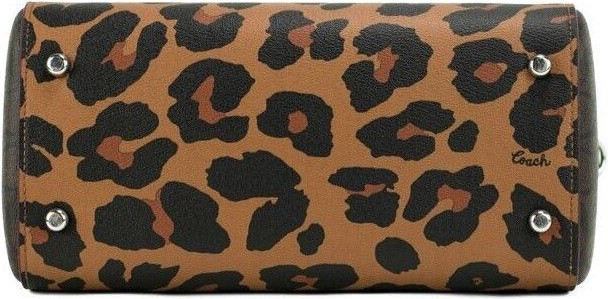Sumka Koptok Coach Rowan Oʻrtacha Leopard Print Cheklangan Kanvas Sumka Koptok
