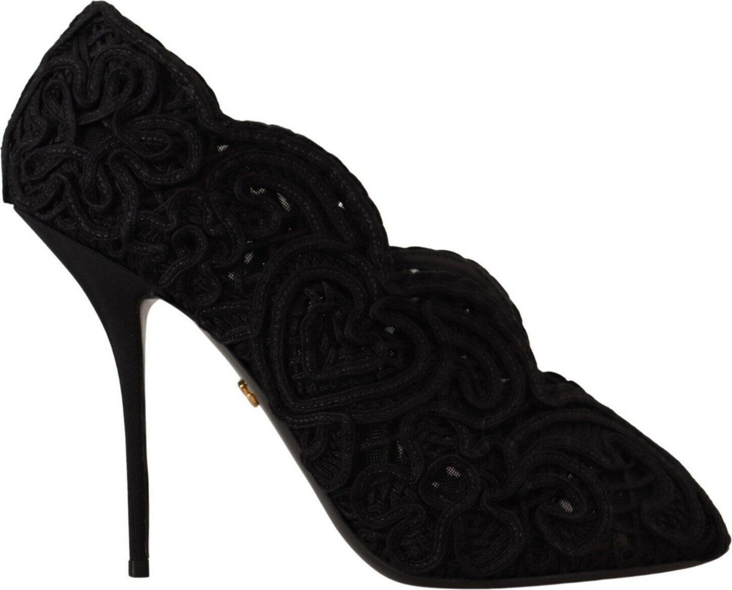 Туфли Dolce & Gabbana Черные лодочки Bette с вышивкой Ricamo и открытым носком