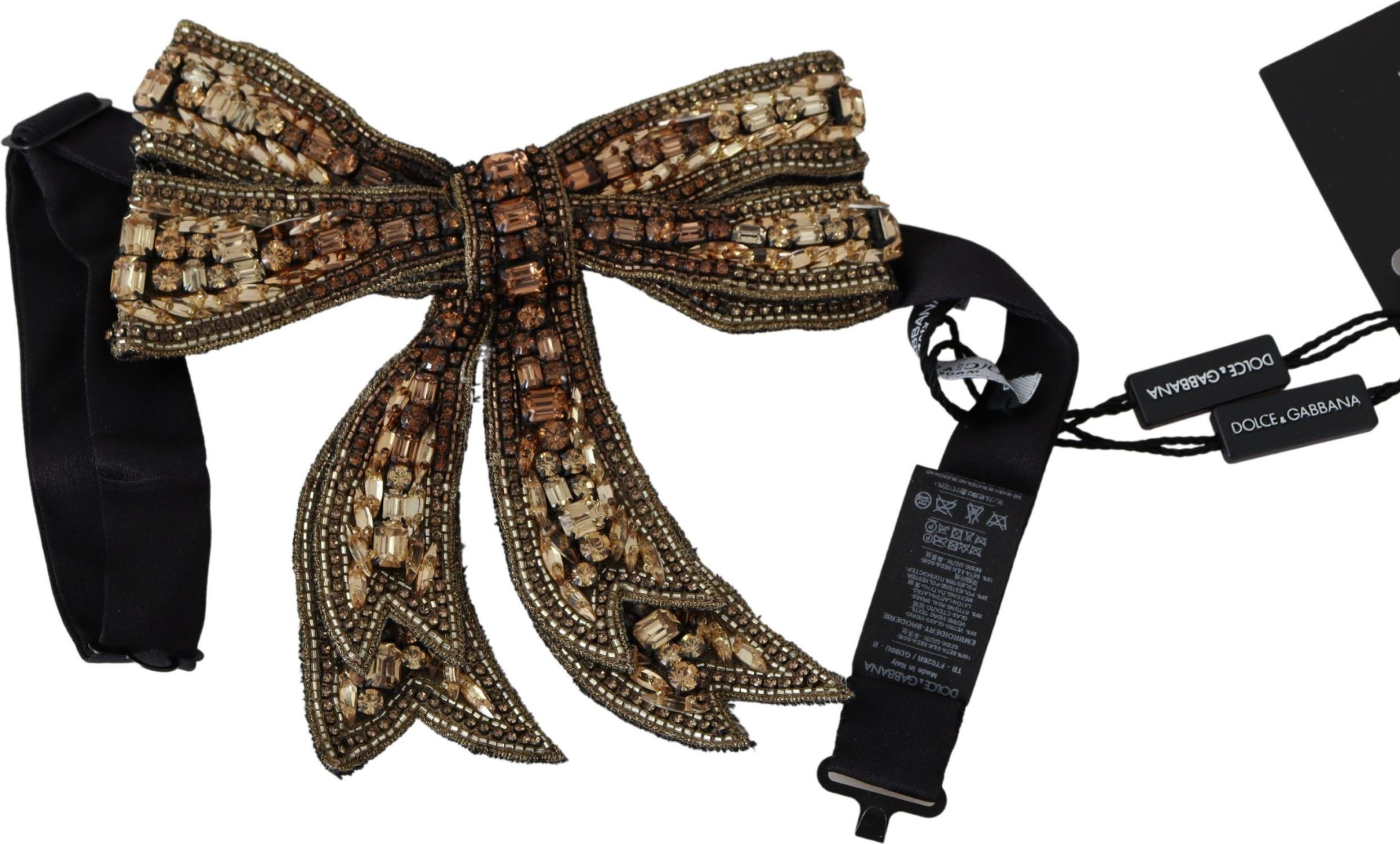 Bowtie Dolce & Gabbana Elegant Gold Silk Embellished