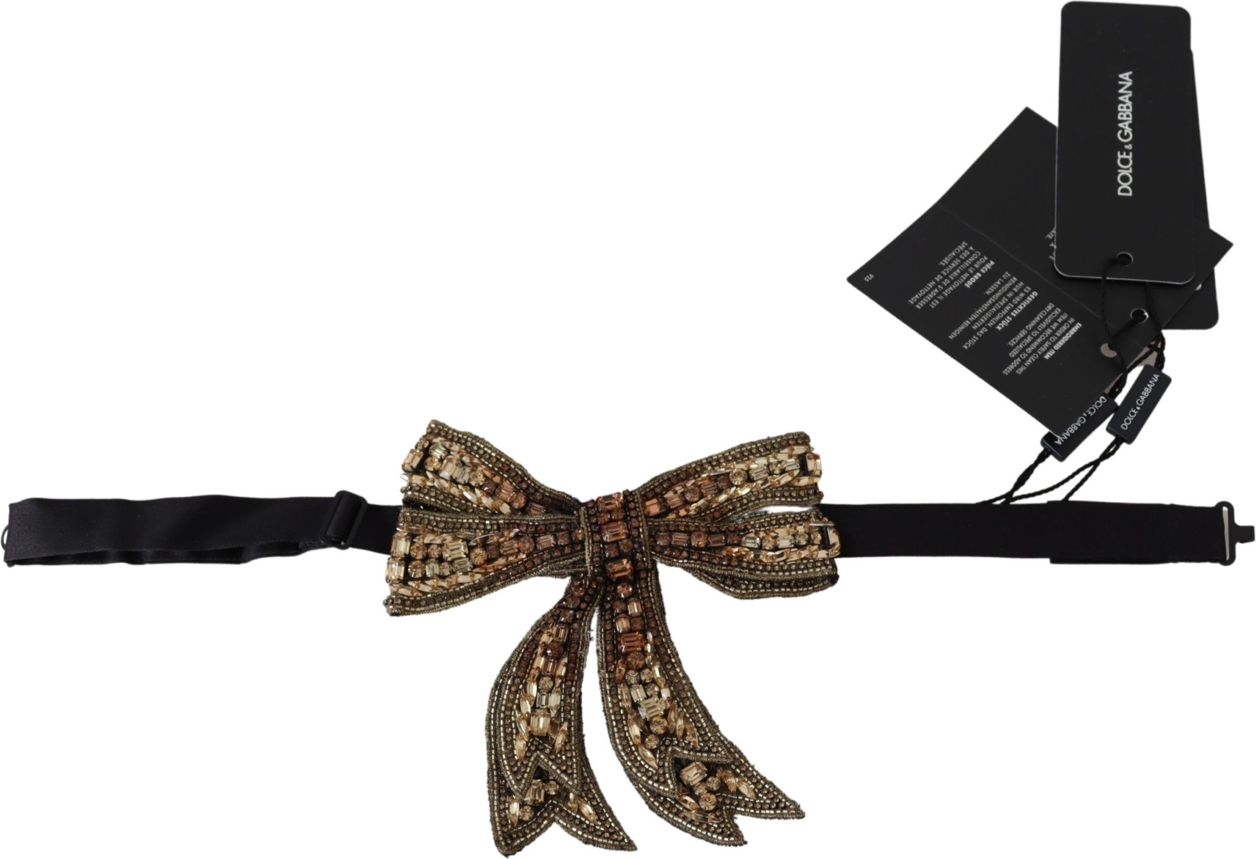 Bowtie Dolce & Gabbana Elegant Gold Silk Embellished
