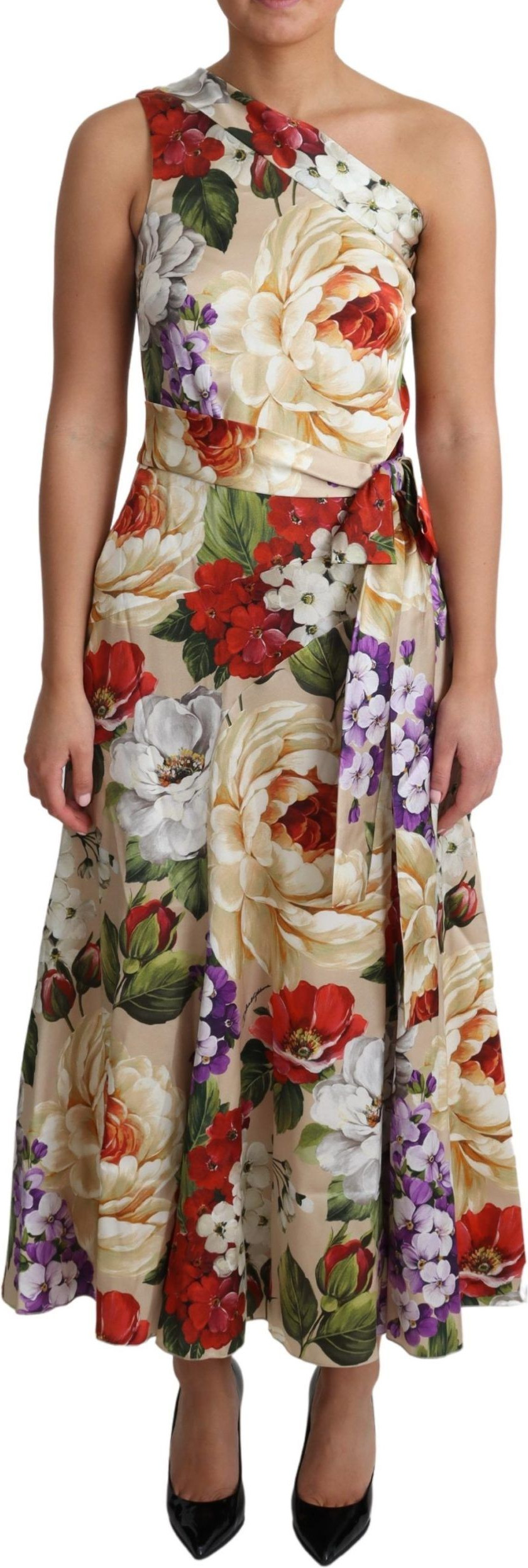 Dress Dolce & Gabbana Print Silk Stretch One Shoulder