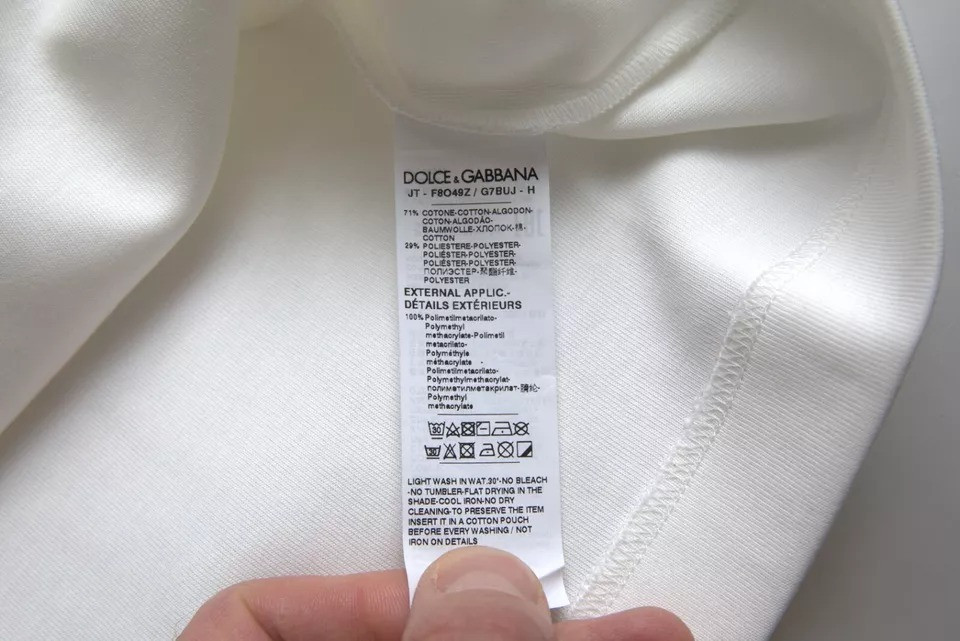 T-shirt Dolce & Gabbana White Cotton Stretch Black HOT Crystal