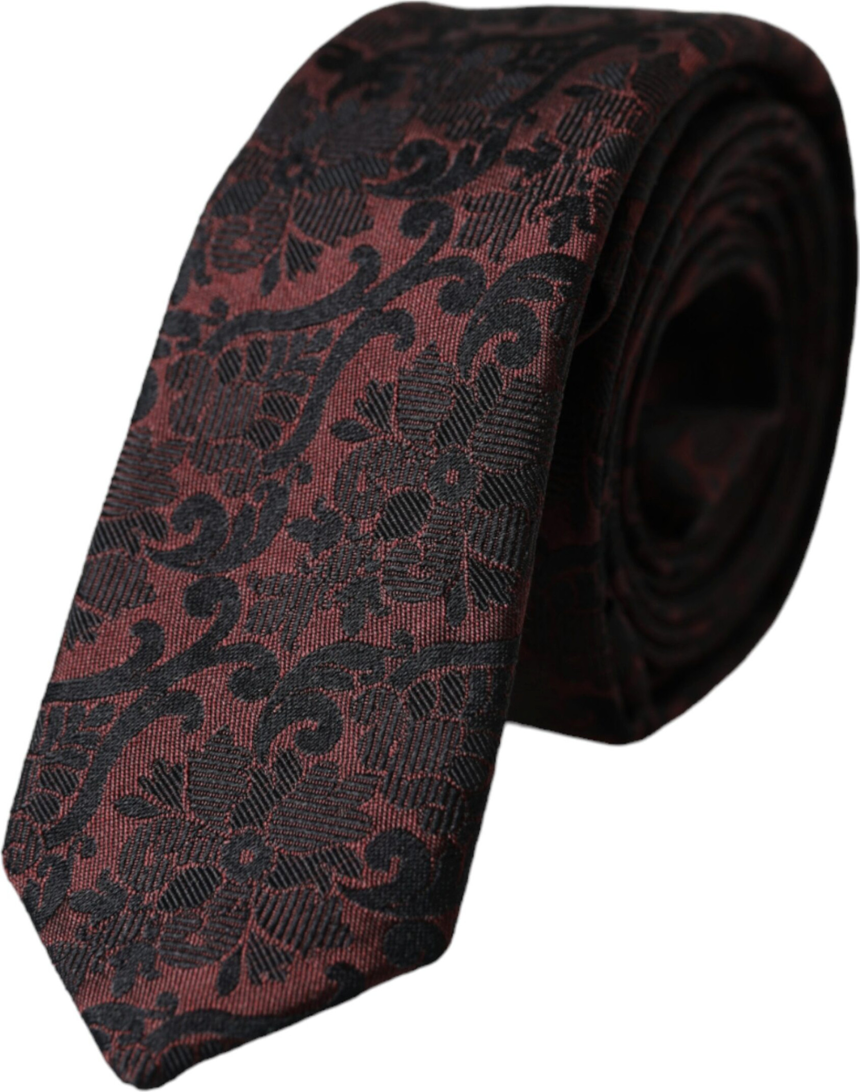 Dolce & Gabbana Maroon Floral Fantasy ipakdan tayyorlangan, sozlanishi mumkin bo'lgan galstuk
