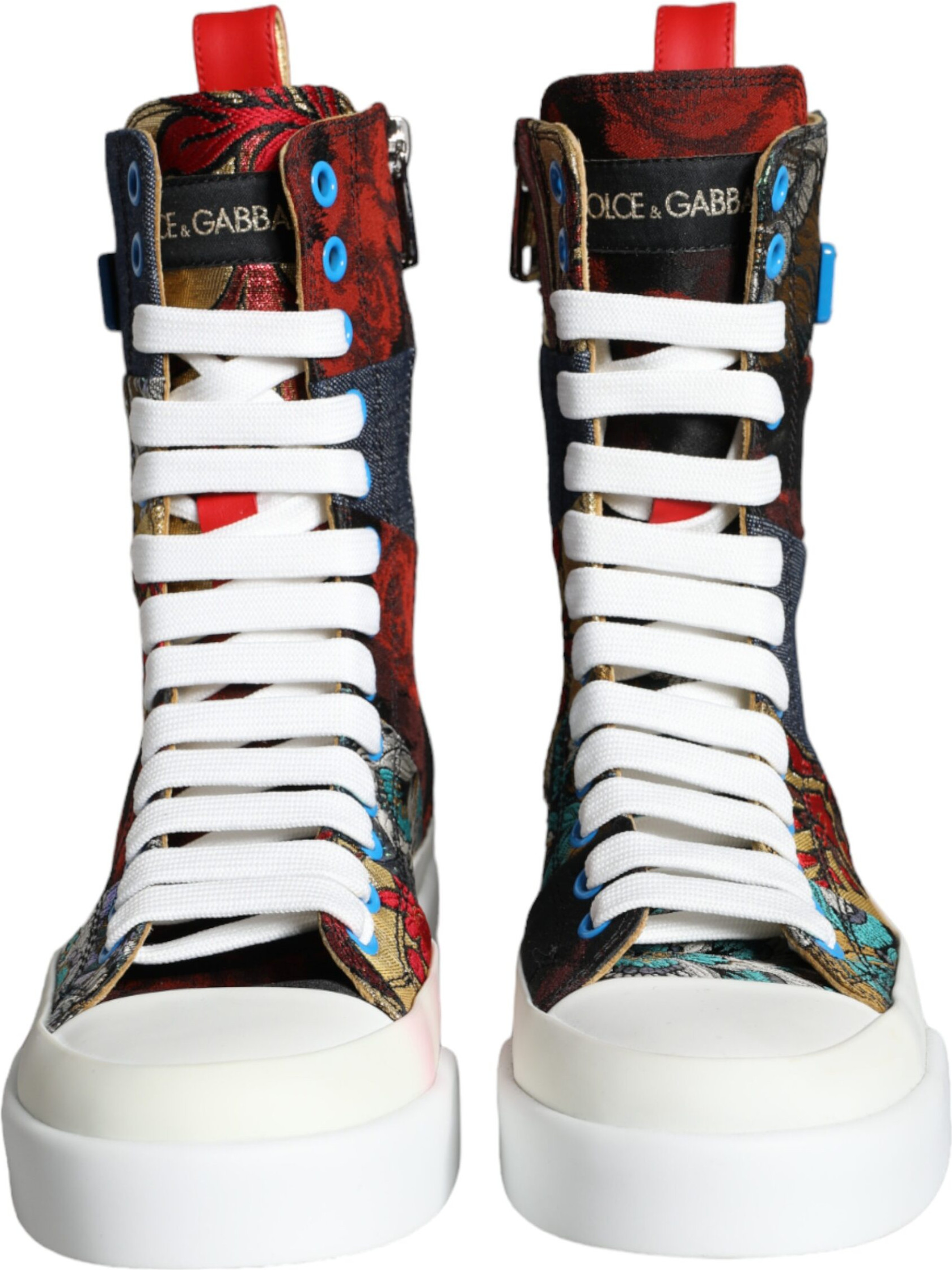 Кроссовки Dolce & Gabbana Мультиколор Пэчворк Логотип Высокие Кроссовки Обувь