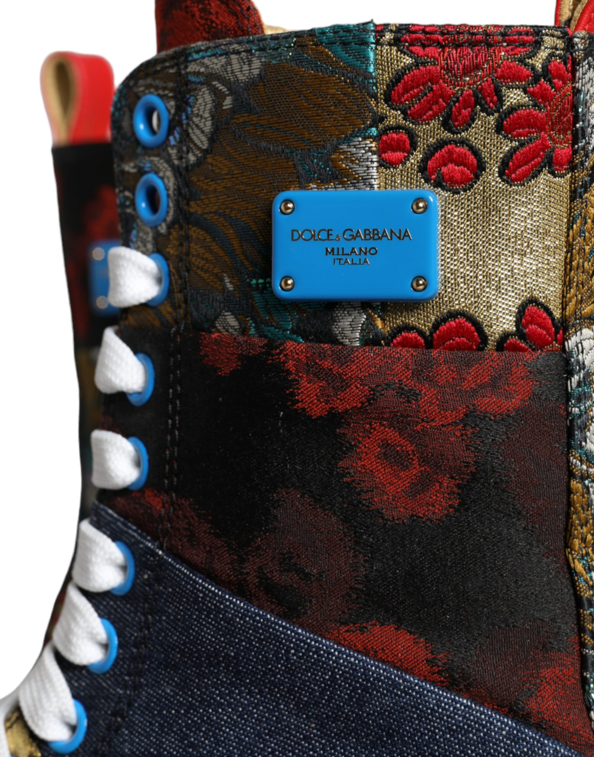 Кроссовки Dolce & Gabbana Мультиколор Пэчворк Логотип Высокие Кроссовки Обувь