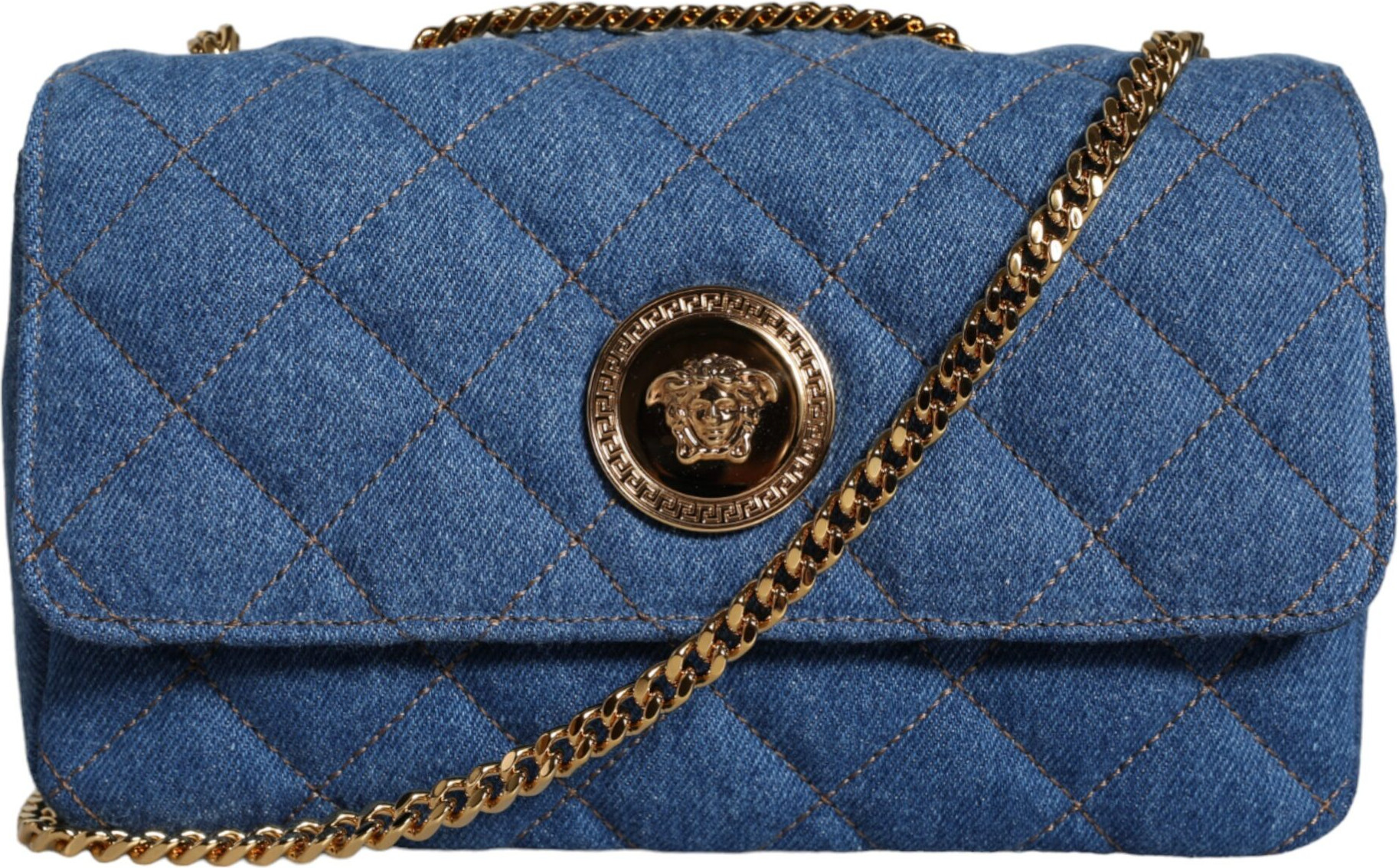 Сумка через плечо Versace Blue стеганый деним кожа