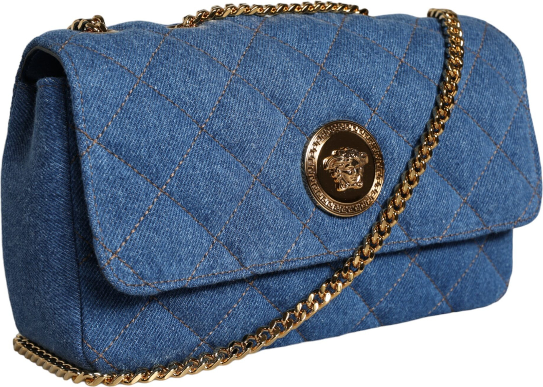 Сумка через плечо Versace Blue стеганый деним кожа