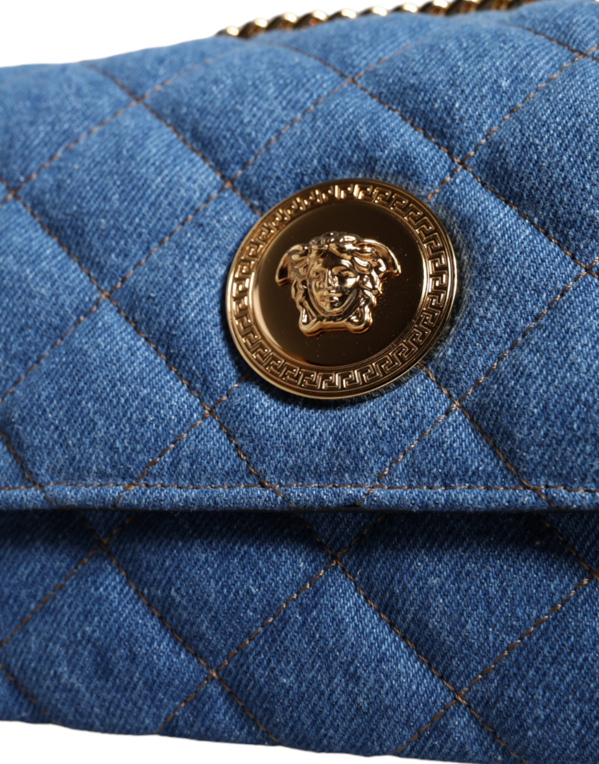 Сумка через плечо Versace Blue стеганый деним кожа