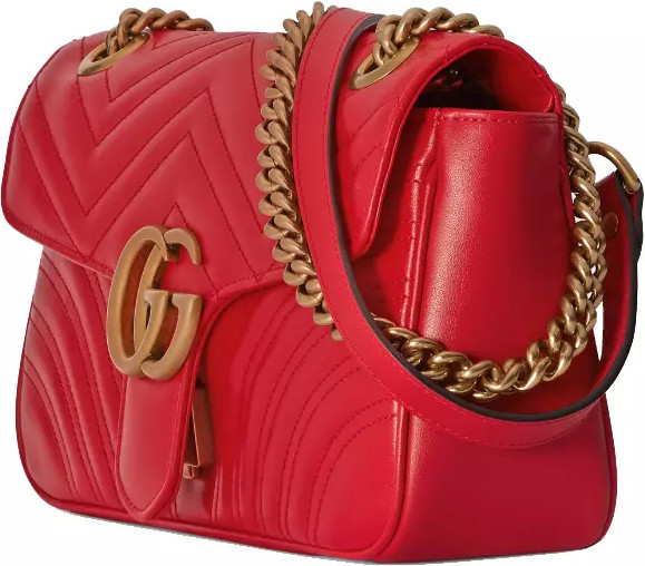 Shoulder Bag Gucci Elegant Red Matelassé Leather