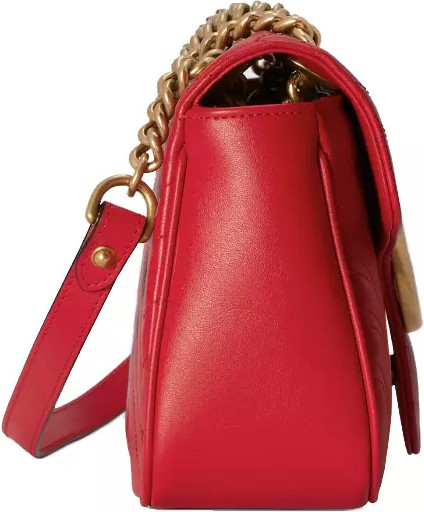 Shoulder Bag Gucci Elegant Red Matelassé Leather
