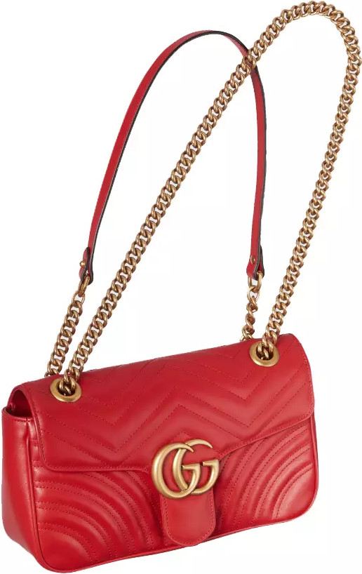 Shoulder Bag Gucci Elegant Red Matelassé Leather