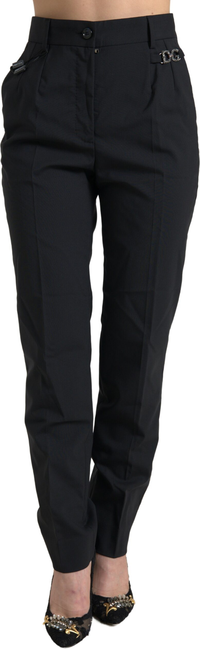 Pants Dolce & Gabbana Black Wool High Waist Tapered Pants