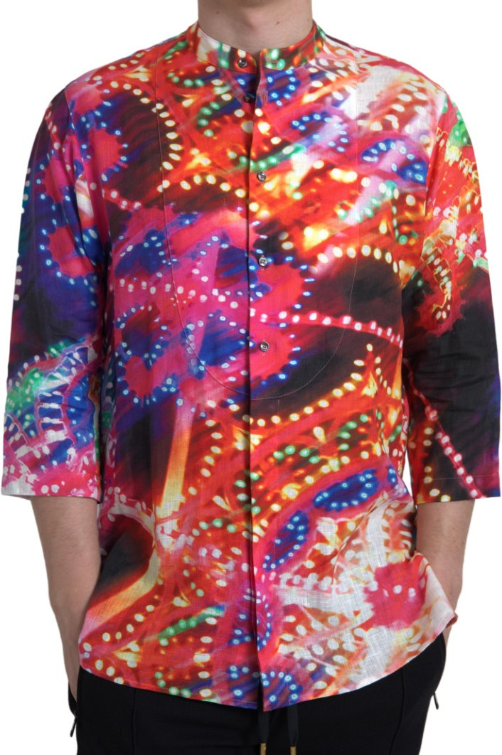 Dolce & Gabbana Multicolor Luminarie Choponga printilgan Lino ko'ylagi