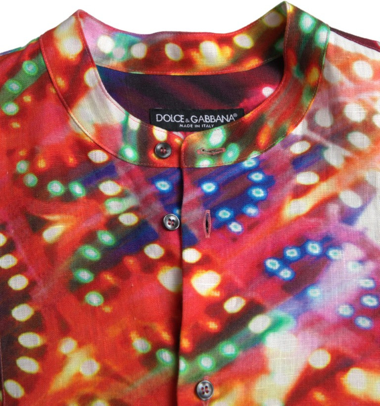 Dolce & Gabbana Multicolor Luminarie Choponga printilgan Lino ko'ylagi