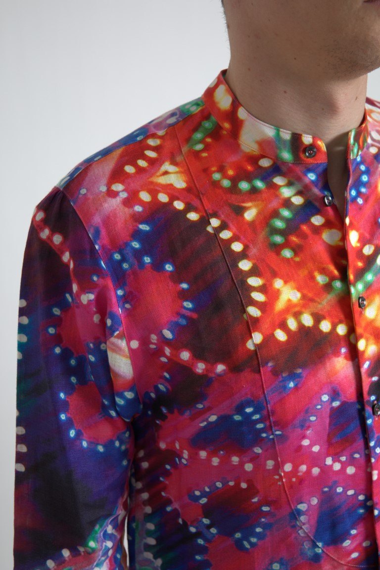 Dolce & Gabbana Multicolor Luminarie Choponga printilgan Lino ko'ylagi