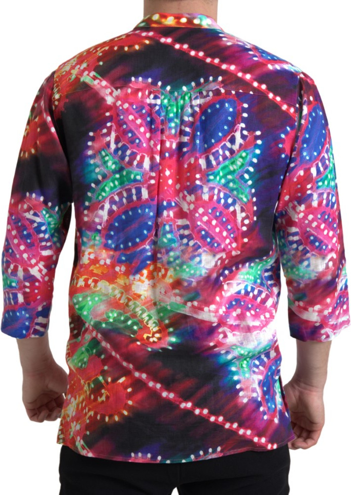 Dolce & Gabbana Multicolor Luminarie Choponga printilgan Lino ko'ylagi