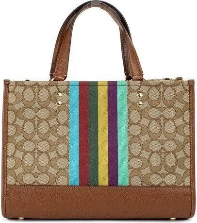 Сумка-тоут Coach Dempsey Medium Legacy Stripe Jacquard Canvas Patch