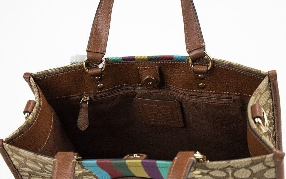 Сумка-тоут Coach Dempsey Medium Legacy Stripe Jacquard Canvas Patch