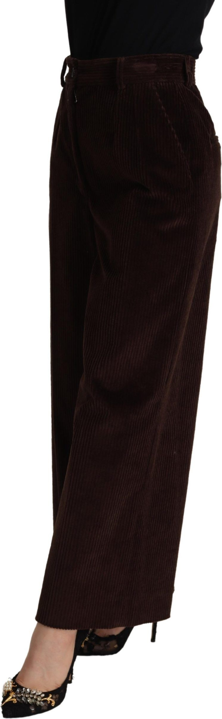 Pants Dolce & Gabbana Black Cotton High Waist Trouser Wide Leg Pants