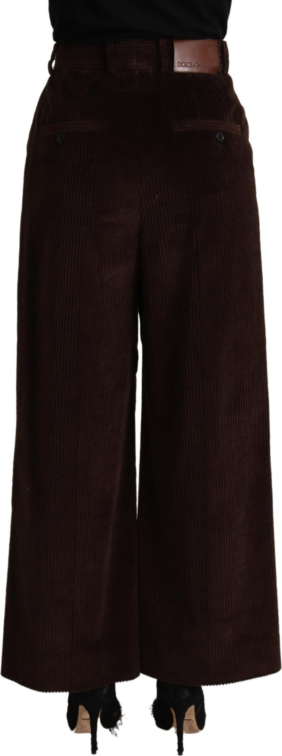 Pants Dolce & Gabbana Black Cotton High Waist Trouser Wide Leg Pants