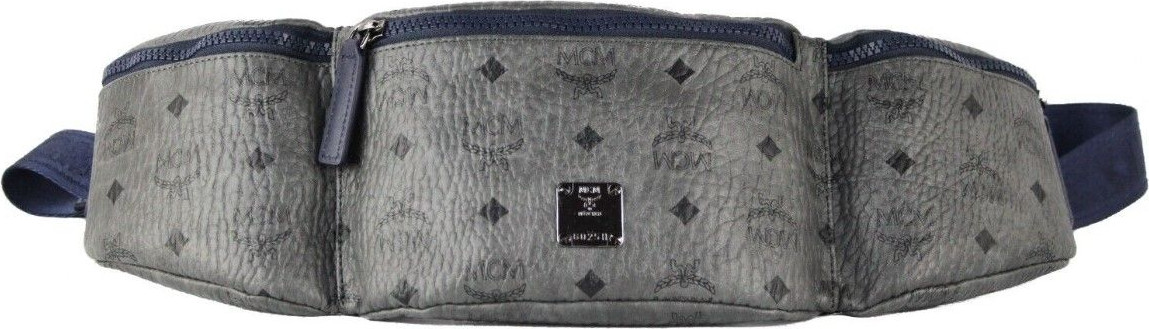 Crossbody bag MCM Large Visetos Phantom Grey Triple Pocket Sling Belt Bag
