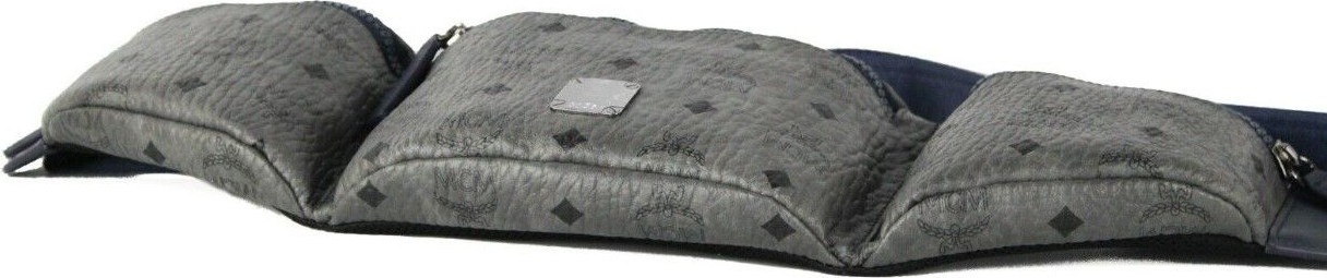 Crossbody bag MCM Large Visetos Phantom Grey Triple Pocket Sling Belt Bag