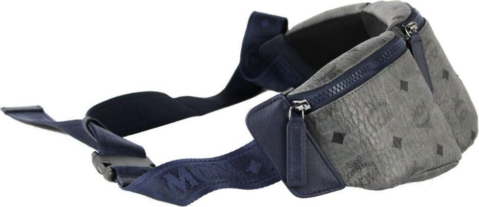 Crossbody bag MCM Large Visetos Phantom Grey Triple Pocket Sling Belt Bag