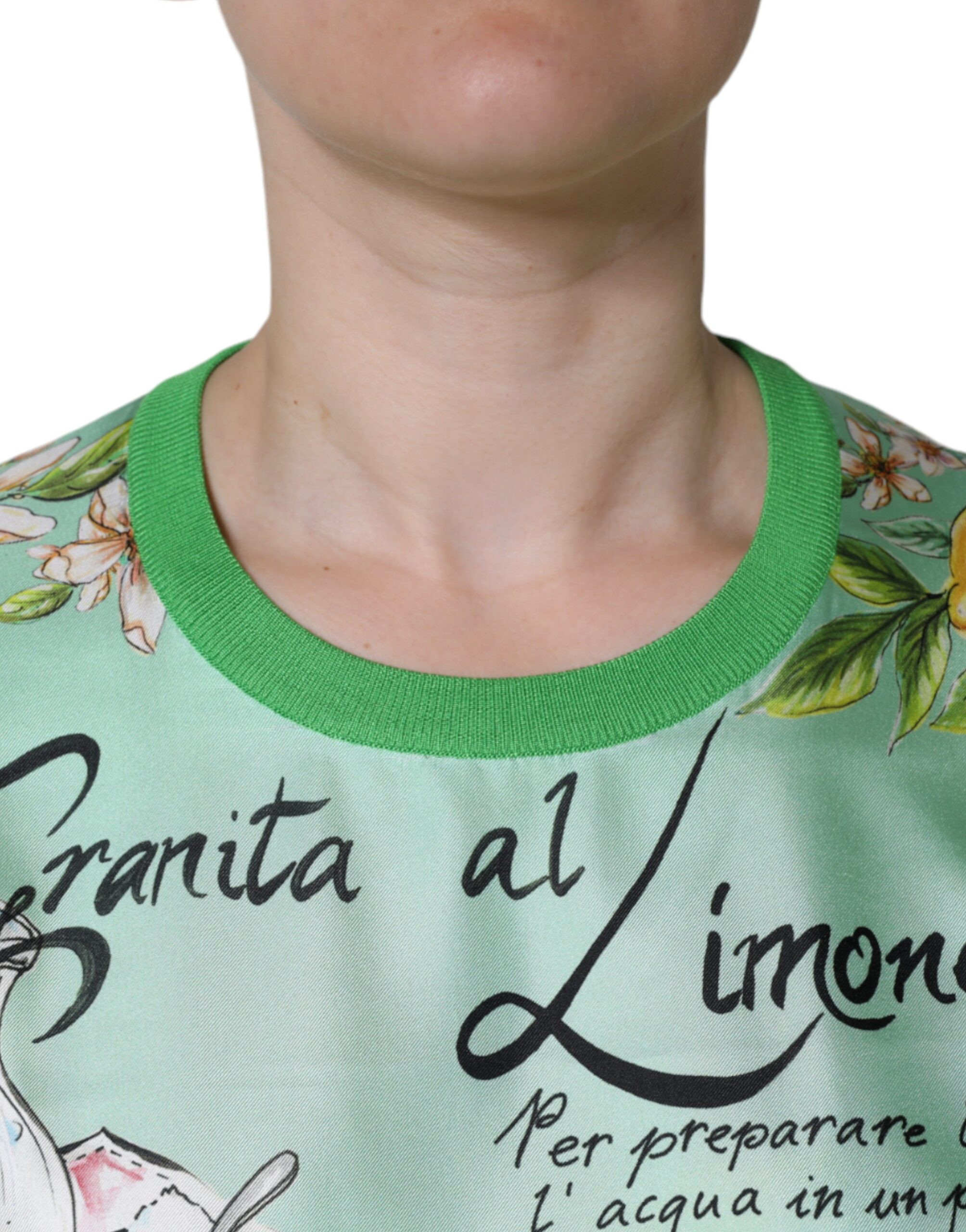 Sweater Dolce & Gabbana Green Silk Granita Al Limone