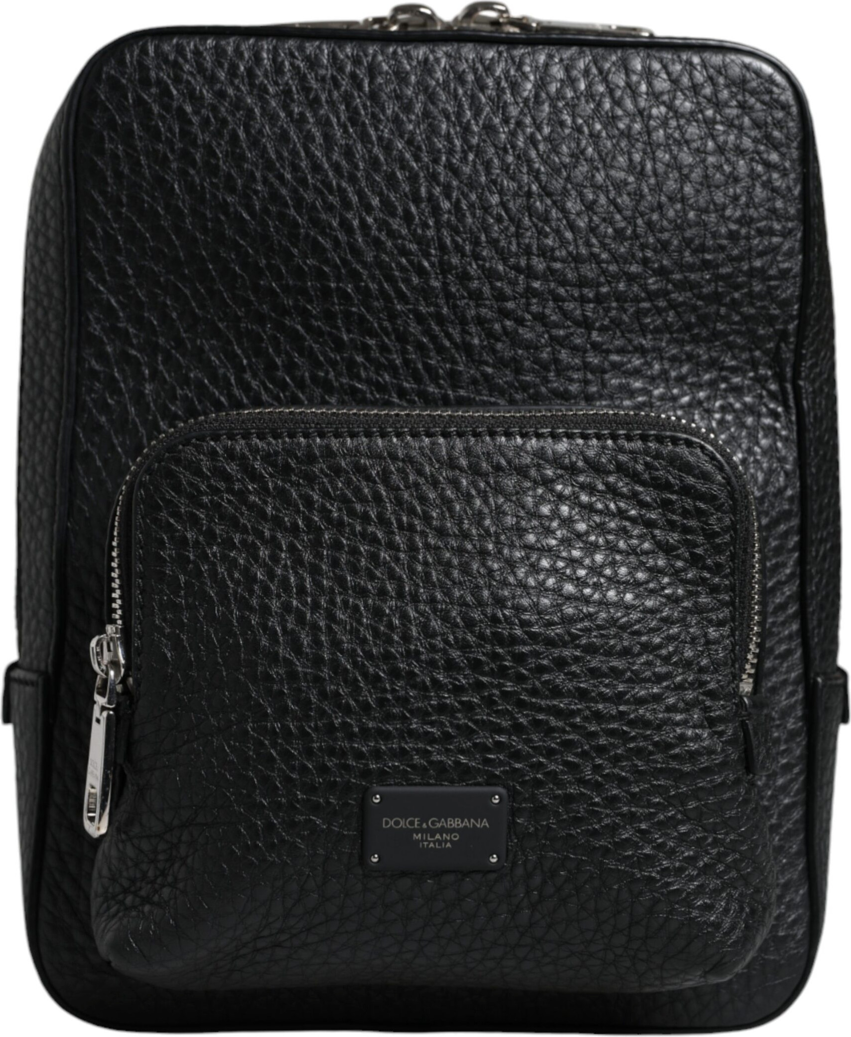 Bodybag Dolce & Gabbana Black Calfskin Leather Logo Plaque