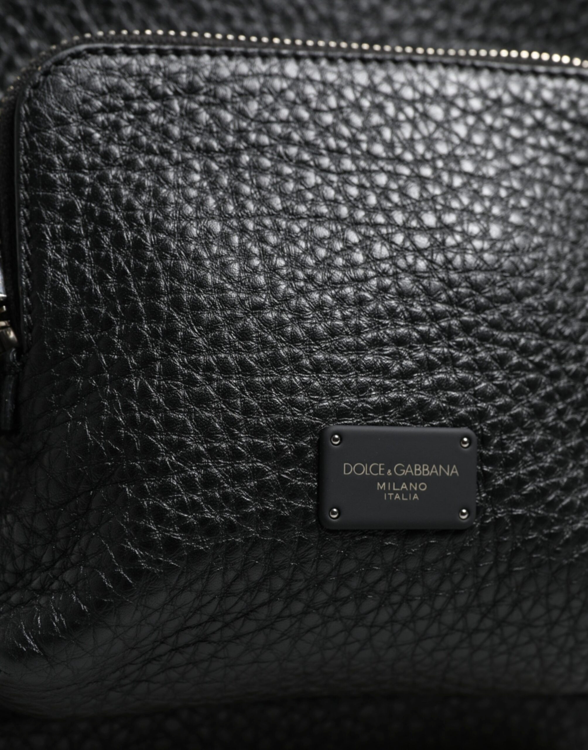 Bodybag Dolce & Gabbana Black Calfskin Leather Logo Plaque