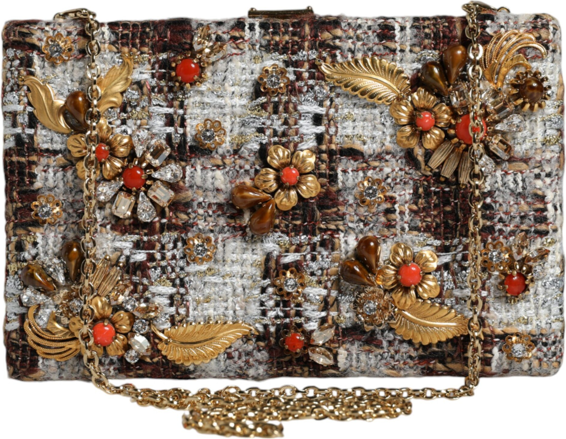 Crossbody sumkasi Dolce & Gabbana Multicolor Tweed Gullardan yasalgan kopchasi
