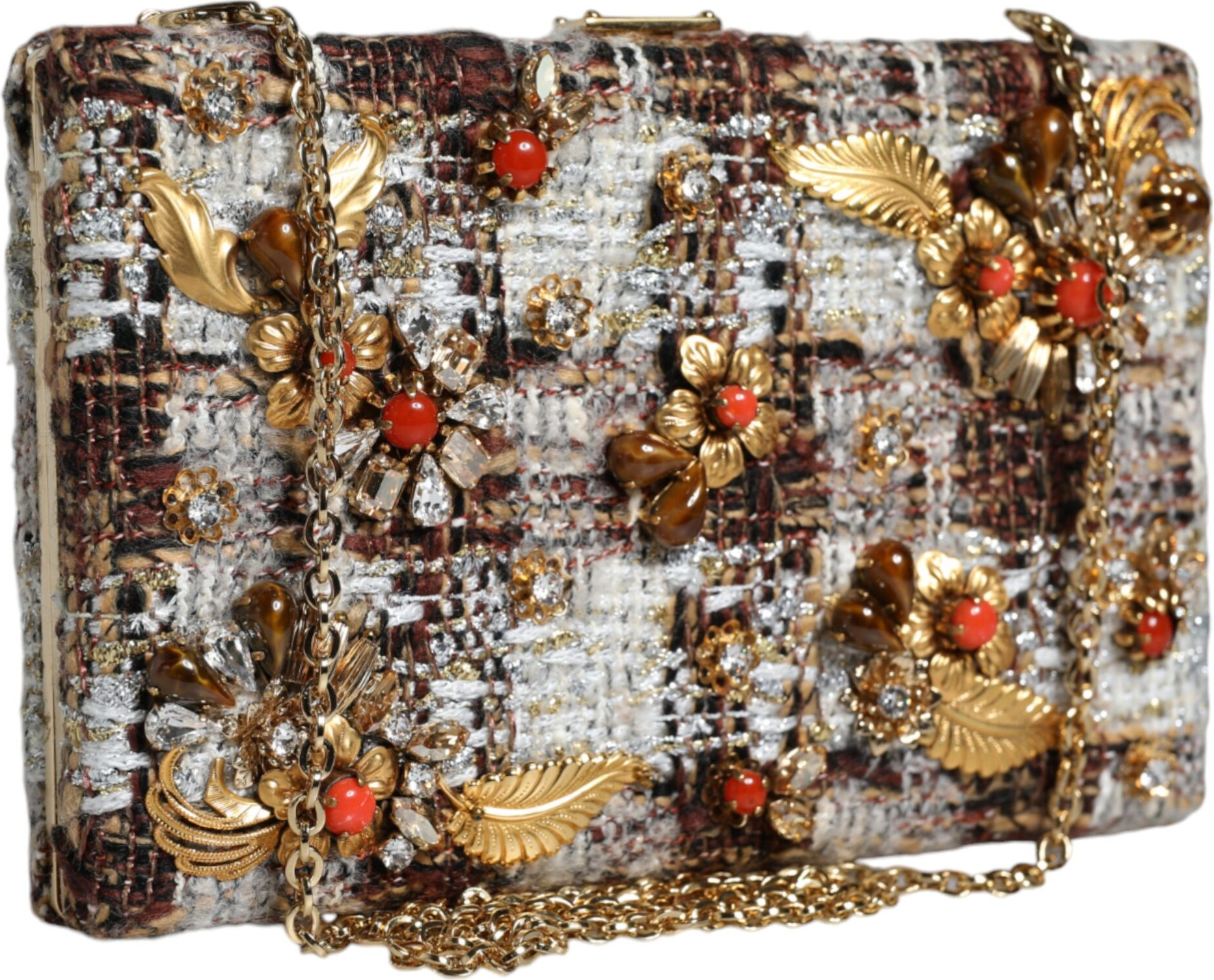 Crossbody sumkasi Dolce & Gabbana Multicolor Tweed Gullardan yasalgan kopchasi