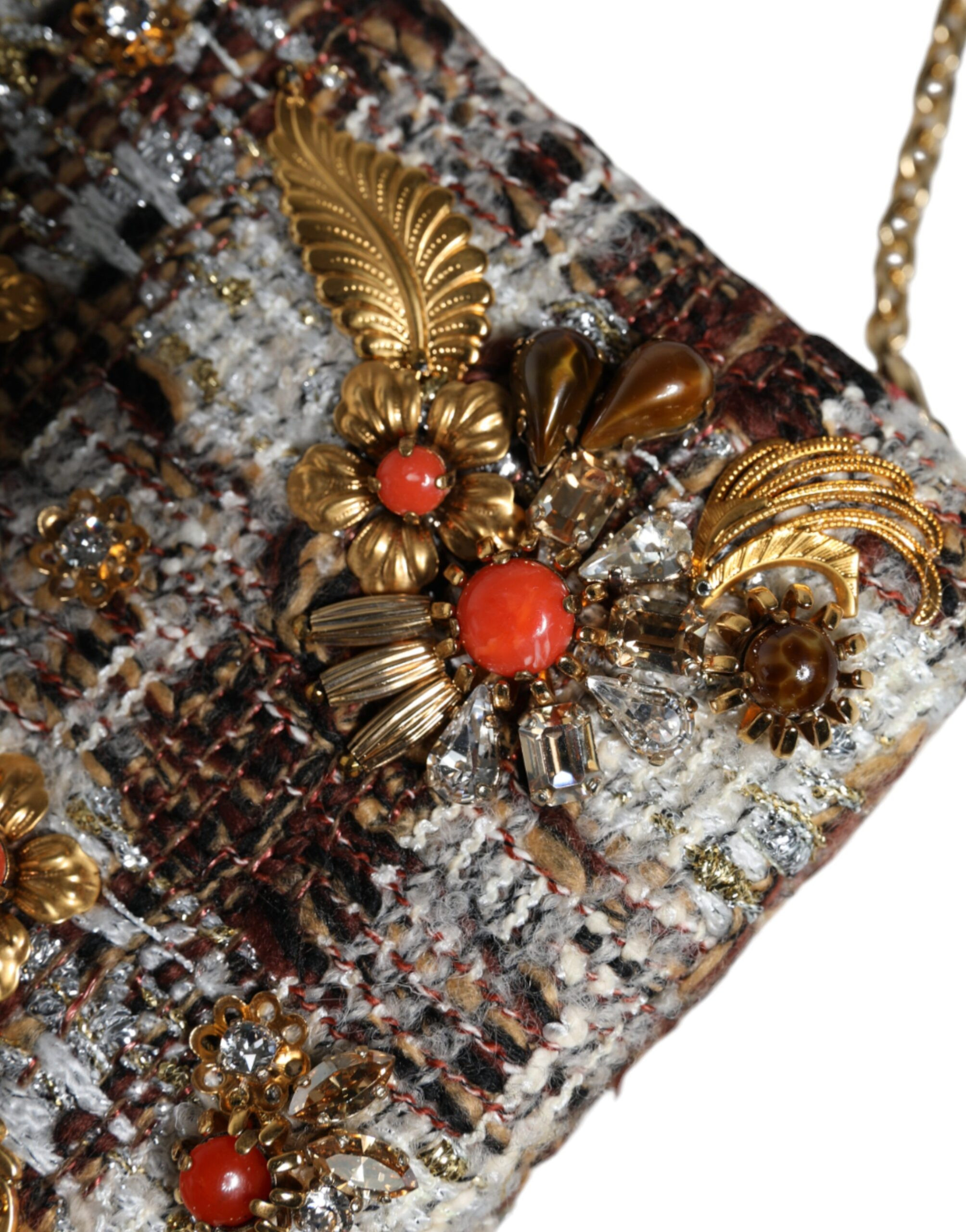 Crossbody sumkasi Dolce & Gabbana Multicolor Tweed Gullardan yasalgan kopchasi