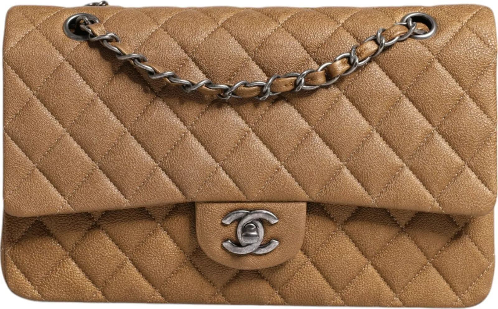 Сумка через плечо Chanel Темно-золотая Средняя Классическая Двойной клапан