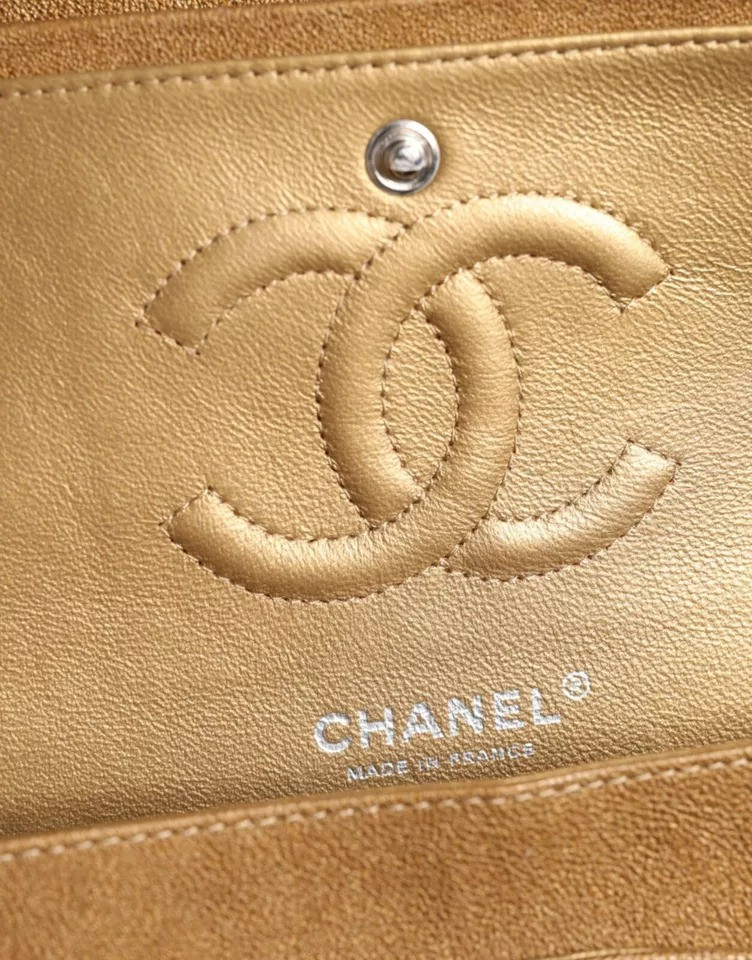 Сумка через плечо Chanel Темно-золотая Средняя Классическая Двойной клапан