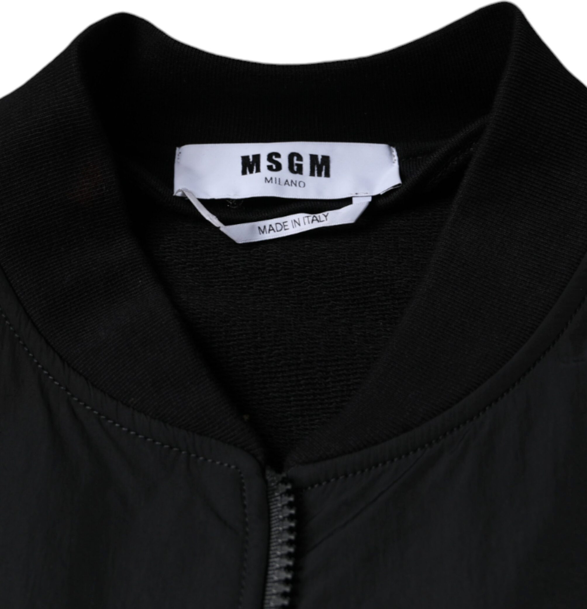 Куртка MSGM Черная хлопковая куртка-бомбер на молнии с длинными рукавами